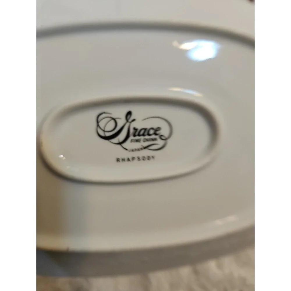 Grace Rhapsody Gravy Boat With Attached Underplate Floral Fine China Japan Serve